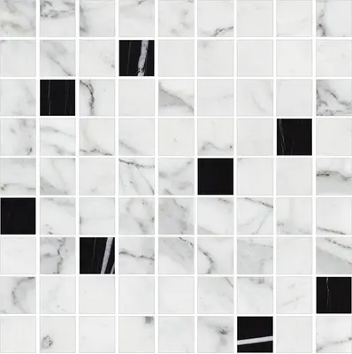 Мозаика Marble Trend Carrara / Nero Dorato K-1000(1004)/LR/m21 300х300 Kerranova