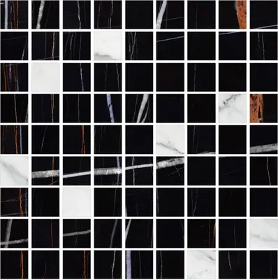 Мозаика Marble Trend Nero Dorato K-1004(1000)/MR/m21 300х300 Kerranova