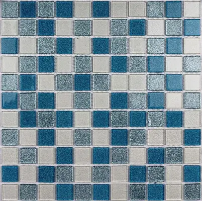 Мозаика стеклянная Shine Blue 300х300 синяя Bonaparte mosaic