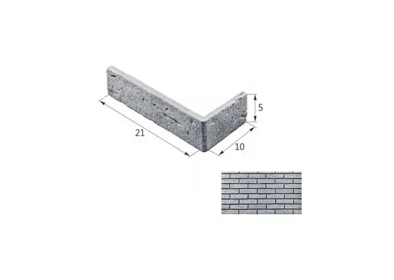 Искусственный декоративный камень Тонкий кирпич угловой элемент 06-05 серый Forester