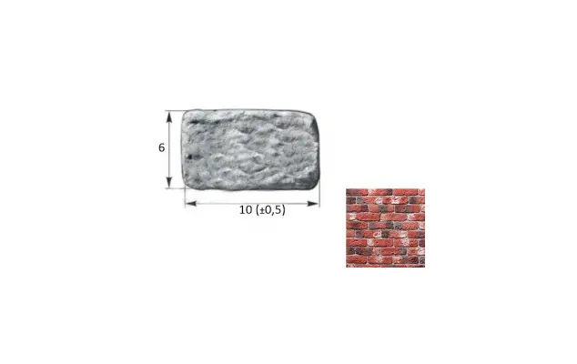 Искусственный декоративный камень Старый Кирпич 09-16 тычковый элемент красный Forester
